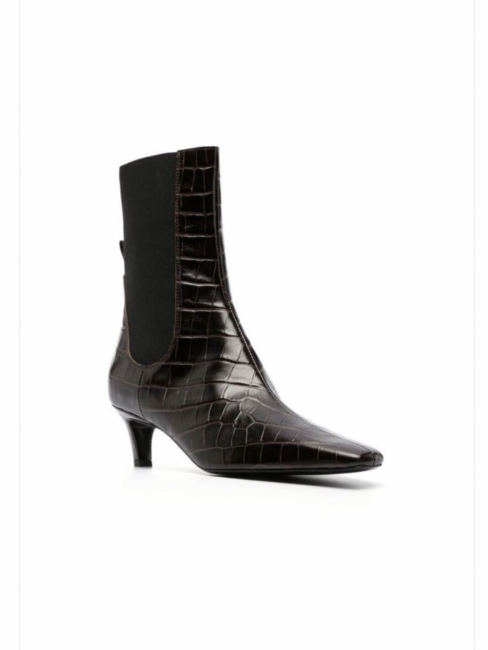 Toteme Croc-Embossed Pointed Toe Kitten Heel Ankle Boot Size 36 / US 6 - Picture 4 of 10